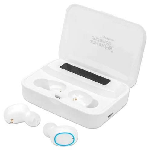 Manhattan Fülhallgató -  Bluetooth 5.0 vezetéknélküli, mikrofon, hangerőszabályzó, Powerbank funkció, Fehér