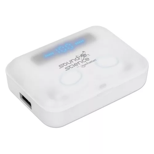 Manhattan Fülhallgató -  Bluetooth 5.0 vezetéknélküli, mikrofon, hangerőszabályzó, Powerbank funkció, Fehér