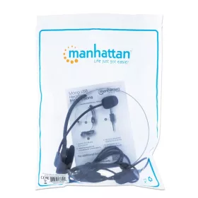   Manhattan Fejhallgató -  Mono fejhallgató, vezetékes, mikrofon, hangerőszabályzó, Fekete