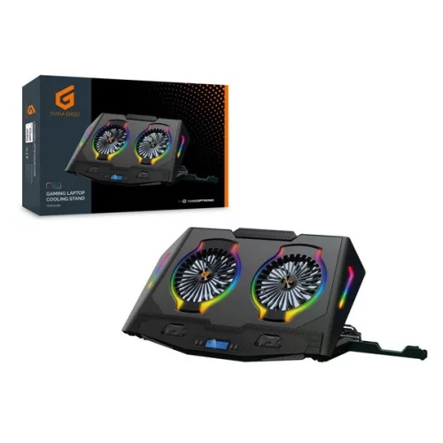 Conceptronic Notebook Hűtőpad 17"-ig - THYIA02B (USB, 2x12,5cm, LCD kijelző, állítható magasság, csúszásmentes, fekete)