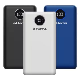   ADATA Akkubank - P20000QCD 20000mAh (Powerbank, 2xUSB-A, 1xUSB-C, kijelző, fekete)