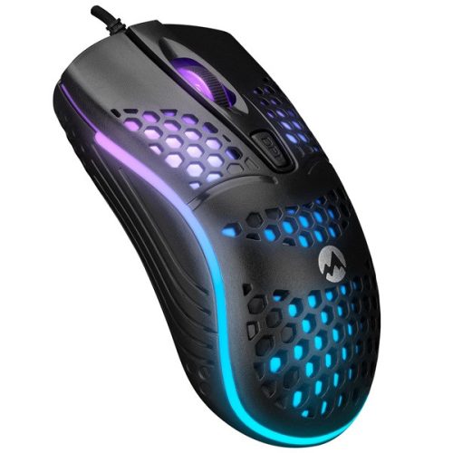 Everest Gamer Egér - SM-654 ECO (1600 DPI, 4gomb, 1,2m harisnyázott kábel,optikai, fekete, RGB LED)