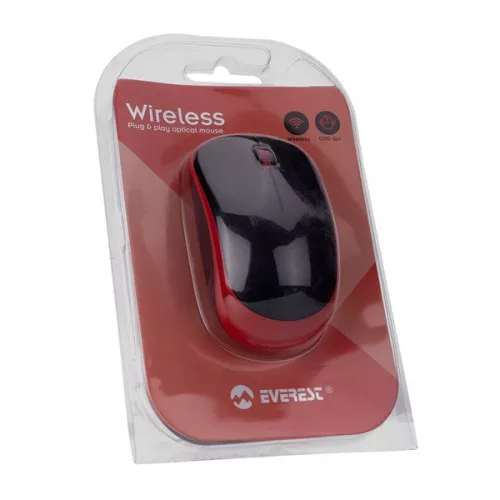 Everest Vezeték nélküli Egér - SM-833 Red (1200 DPI, 3gomb, optikai, fekete-piros)