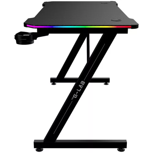 The G-Lab Gamer Asztal - K DESK ELECTRON EX (120x60cm, fém, pohártartó, fejhallgatótartó, fekete, RGB LED)