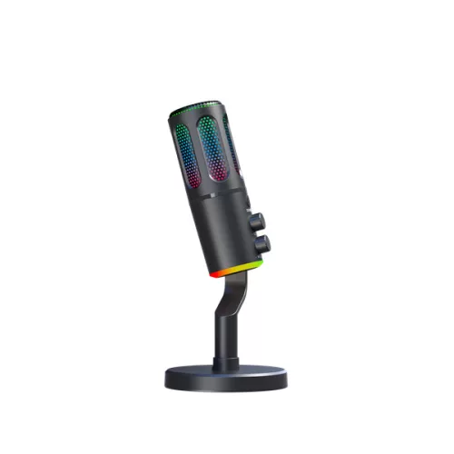 The G-Lab Mikrofon - K-MIC-NEON (3.5mm Jack csatlakozó, RGB, DUAL-CHANNEL CARDIOID, ENC, fekete)