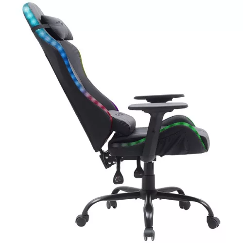 The G-Lab Gamer szék - KS ELECTRON EX (fekete; 90–135° dönthető háttámla, átllítható mag; 3D áll. kartámasz, RGB, 120kg)