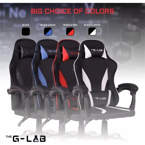 The G-Lab Gamer szék - KS NEON BLACK (fekete; 150°-ig dönthető háttámla, állítható magasság; áll. kartámasz, 120kg)