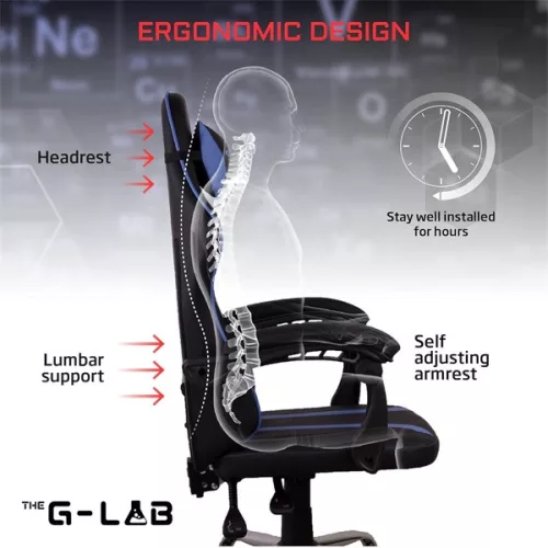 The G-Lab Gamer szék - KS NEON BLACK (fekete; 150°-ig dönthető háttámla, állítható magasság; áll. kartámasz, 120kg)