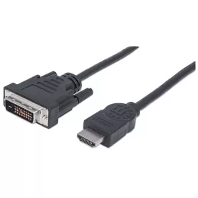   Manhattan Kábel - HDMI to DVI ( 1m; HDMI 19 pin - DVI-D Dual Link, Fekete)