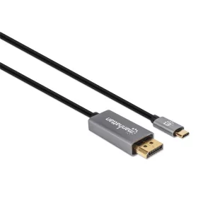   Manhattan Kábel - USB-C to DisplayPort 1.4 kábel (aranyozott, 4K@120Hz, 3m, Fekete)