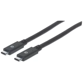   Manhattan Kábel - USB-C Male to USB-C Male, 2m,  60W/3A, 4K@60Hz, Fekete
