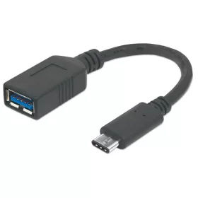   Manhattan Kábel - USB-C átalakító Type-C Male to Type-A Female, 15cm, Fekete