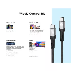   Manhattan Kábel - USB-C Male to USB-C Male kábel, 2m, PD3.1, 8K@60Hz, 240W/5A, Fekete