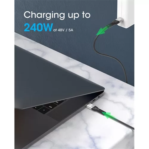 Manhattan Kábel - USB-C Male to USB-C Male kábel, 2m, PD3.1, 8K@60Hz, 240W/5A, Fekete