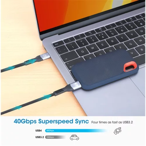 Manhattan Kábel - USB-C Male to USB-C Male kábel, 2m, PD3.1, 8K@60Hz, 240W/5A, Fekete