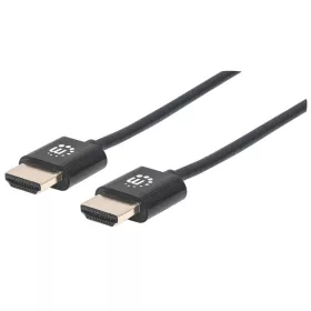   Manhattan Kábel - HDMI to HDMI szuper keskeny (Ethernet HEC, ARC, 3D, 4K@60Hz, fali kábel, Shielded,  0.5m, Fekete)