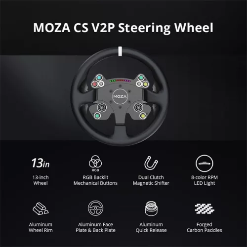 Moza Racing kiegészítő - CS V2P Kormánykerék (Dual Clutch, RGB, 13 inch)