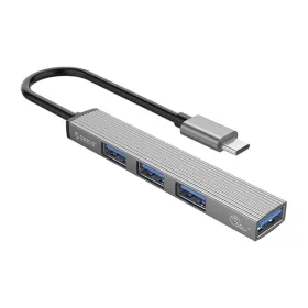   Orico USB3.0 Hub - AH-13-GY-EP (4 port, Bemenet: USB-A, Kimenet: 1xUSB-A 3.0, 3xUSB-A 2.0, ezüst)
