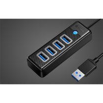   Orico USB3.0 Hub - PW4U-U3-015-BK (4 port, Bemenet: USB-A, Kimenet: 4xUSB-A 3.0, fekete)