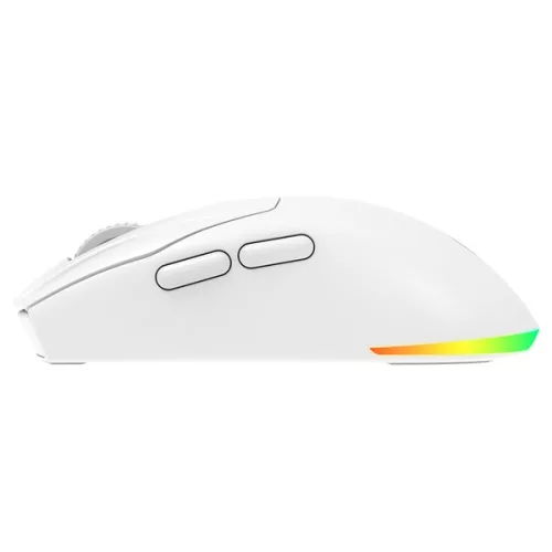 Rampage Vezeték Nélküli Egér - PROTE M5 (Pixart PAW3311, Huano 80M, 24000 DPI, 400mAh, 6 gomb, RGB, Type-C, fehér)
