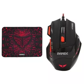   Rampage Egér Gamer és egér pad - SGM-X7 (1600DPI, 6 gomb, harisnyázott kábel, fekete)