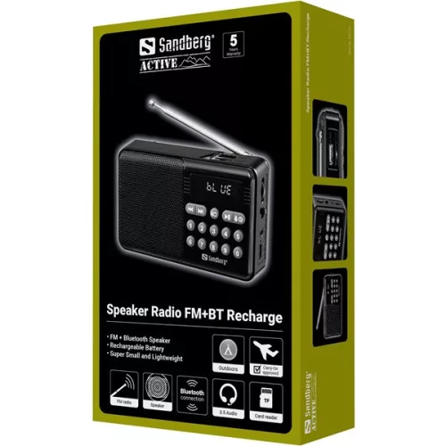 Sandberg Rádió - Speaker Radio FM+BT Recharge