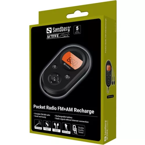 Sandberg Rádió - Pocket Radio FM+AM Recharge