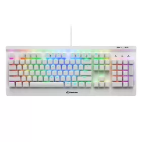   Sharkoon Billentyűzet Mechanikus - Skiller SGK3 White/Blue (Kailh Blue mechanika; Világítás; fehér; angol)