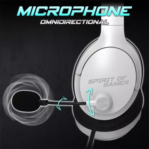 Spirit of Gamer Fejhallgató - PRO-H4 White (MultiPlatform, mikrofon, 3.5mm jack, hangerőszabályzó, fehér)