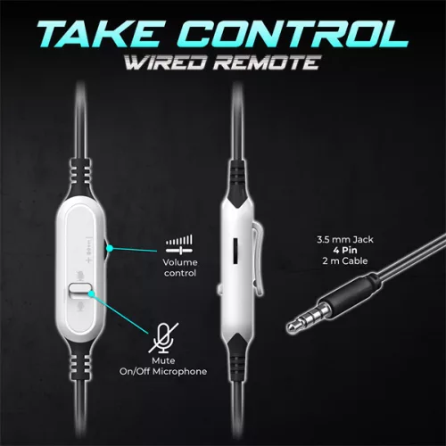 Spirit of Gamer Fejhallgató - PRO-H4 White (MultiPlatform, mikrofon, 3.5mm jack, hangerőszabályzó, fehér)