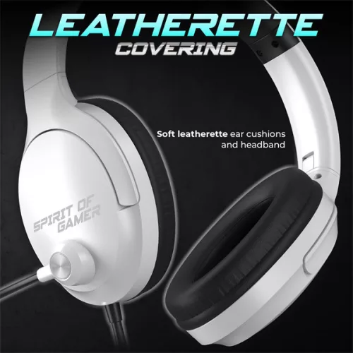 Spirit of Gamer Fejhallgató - PRO-H4 White (MultiPlatform, mikrofon, 3.5mm jack, hangerőszabályzó, fehér)