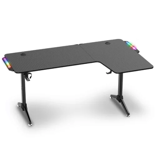 Spirit of Gamer Gamer Asztal - Headquarter 600 R (MDF lap, fém lábak, fekete, RGB LED háttérvilágítás, 160 x 60 x 75cm)