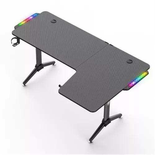 Spirit of Gamer Gamer Asztal - Headquarter 600 R (MDF lap, fém lábak, fekete, RGB LED háttérvilágítás, 160 x 60 x 75cm)