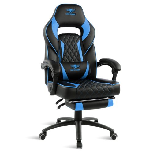 Spirit of Gamer szék - MUSTANG Blue (állítható dőlés/magasság; kihajtható lábtartó; max.120kg-ig, kék)