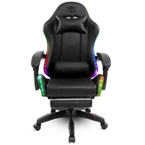 Spirit of Gamer szék - SIRIUS (RGB, állítható dőlés/magasság; kihajtható lábtartó; max.120kg-ig, fekete)