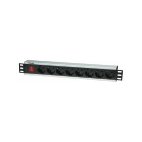   Manhattan elosztó - 19" 1,5U Rackmount elosztó, 8 aljzat, LED fény, 3m, ki-be kapcsológomb