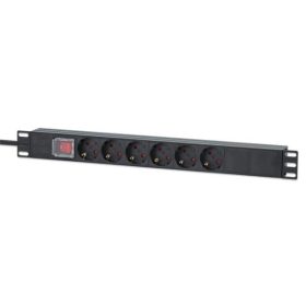   Manhattan elosztó - 19" Rackmount elosztó, 6 aljzat, LED fény, ki-bekapcsoló, 2m