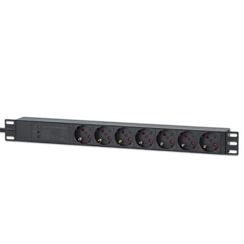 Manhattan elosztó - 19" Rackmount elosztó, 7 aljzat,  túlfeszültség védett, 3m