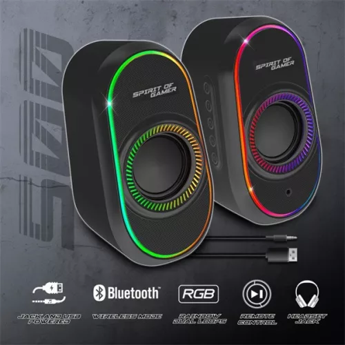 Spirit of Gamer Hangszóró 2.0 - Fanatic 500 (PC/Mac, Bluetooth/3,5mm Jack, fekete)