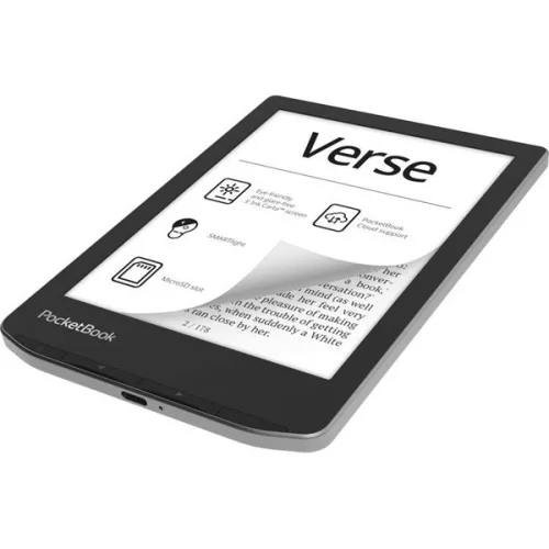 PocketBook E-book Olvasó - PB629-M-WW (Verse, 6" E Ink Carta, 8GB, SMARTlight, wifi, microSD, USB-C, szürke)