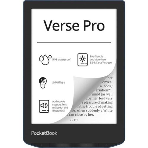 POCKETBOOK e-Reader - PB634 VERSE PRO Azure (6"E Ink Carta, Cpu: 1GHz,512MB,16GB,1500mAh, wifi,mSD, IPX8)