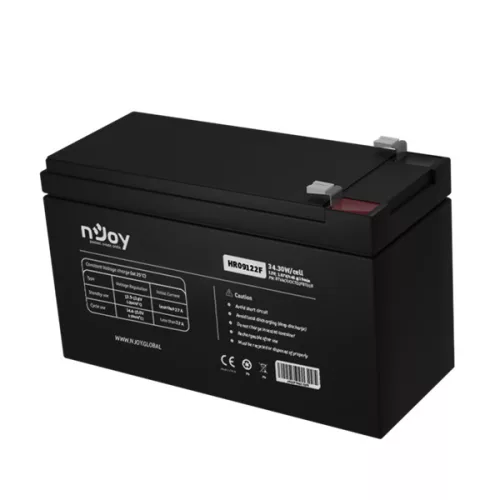 NJOY Szünetmentes akkumulátor - HR09122F (12V/9Ah, High Rate Discharge,  Long-life, T2/F2, zárt, gondozás mentes, AGM)