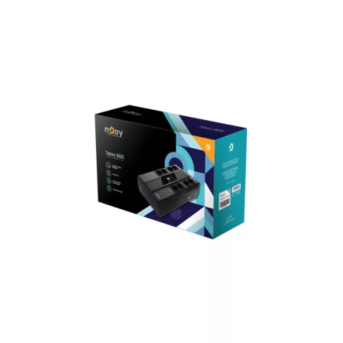 NJOY Szünetmentes 600VA - Token 600 (8 Schuko, line-interaktív, HID USB, túlfeszültség védett, fekete)