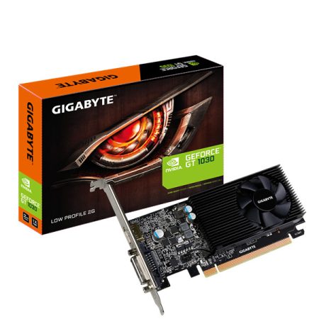 Gigabyte Videókártya - nVidia GT1030 (2048MB DDR5, 64bit, 1506/6008MHz, DVI, HDMI, Ventillátor)