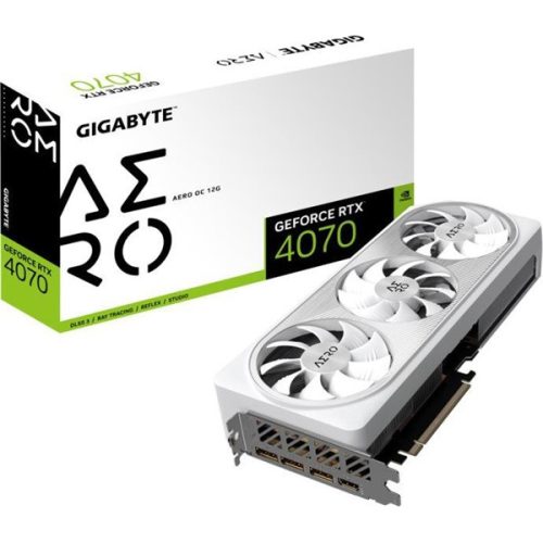 Gigabyte Videókártya - nVidia RTX 4070 AERO OC (12288MB, GDDR6X, 192bit, 2565/21000Mhz, 1xHDMI, 3xDP)