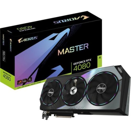 Gigabyte Videókártya - nVidia RTX 4080 AORUS MASTER (16384MB, GDDR6X, 256bit, 2550/22400Mhz, 1xHDMI, 3xDP)