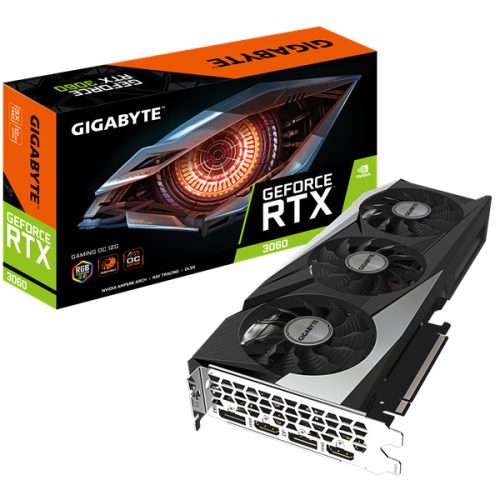 Gigabyte Videókártya - nVidia RTX 3060  GAMING OC (12288MB, GDDR6, 192bit, 1837/15000Mhz, 2xHDMI, 2xDP)