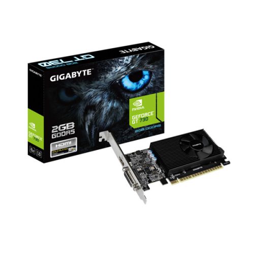 Gigabyte Videókártya - nVidia GT730 (2048MB DDR5, 64bit, 902/5000MHz, DVI, HDMI, Single Slot Ventilátor)
