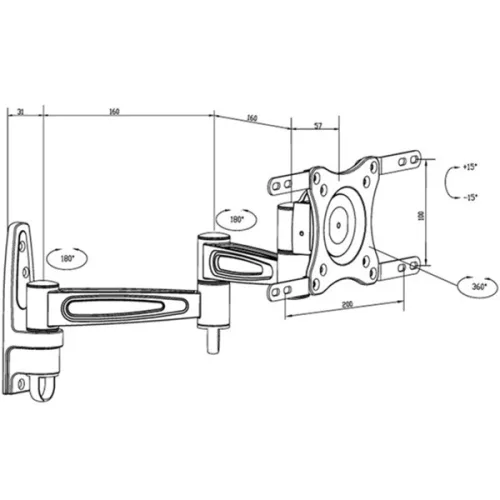 MULTIBRACKETS Fali konzol, M VESA Flexarm 360 III Silver 75 100 200 (15-32", max.VESA: 200x200 mm, 15 kg)