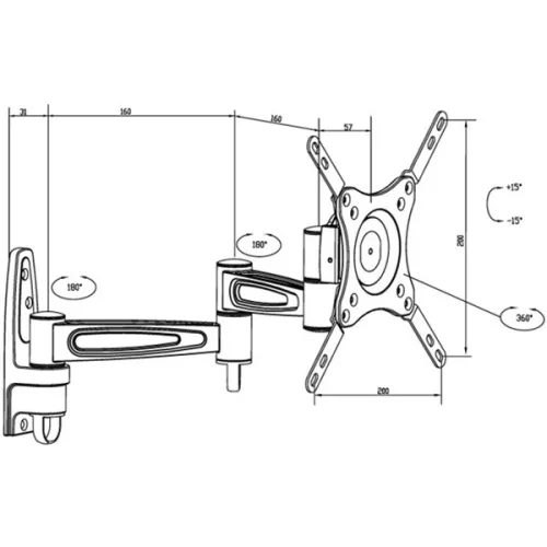MULTIBRACKETS Fali konzol, M VESA Flexarm 360 III Silver 75 100 200 (15-32", max.VESA: 200x200 mm, 15 kg)
